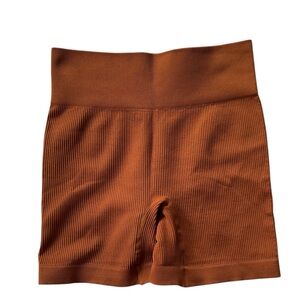 Burnt Orange Ribbed Bike Short